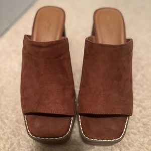 Brown suede heels